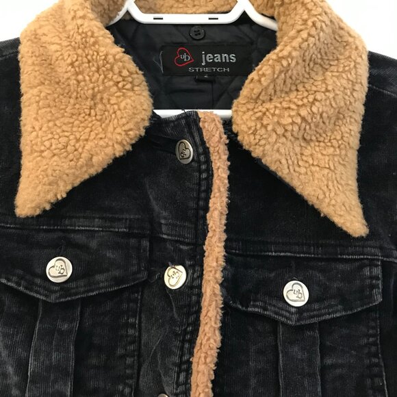 Y2K VTG Retro Corduroy quilted navy jacket women S sherpa country western boho - Picture 6 of 12